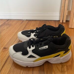 Adidas Black and Yellow Falcon Shoes